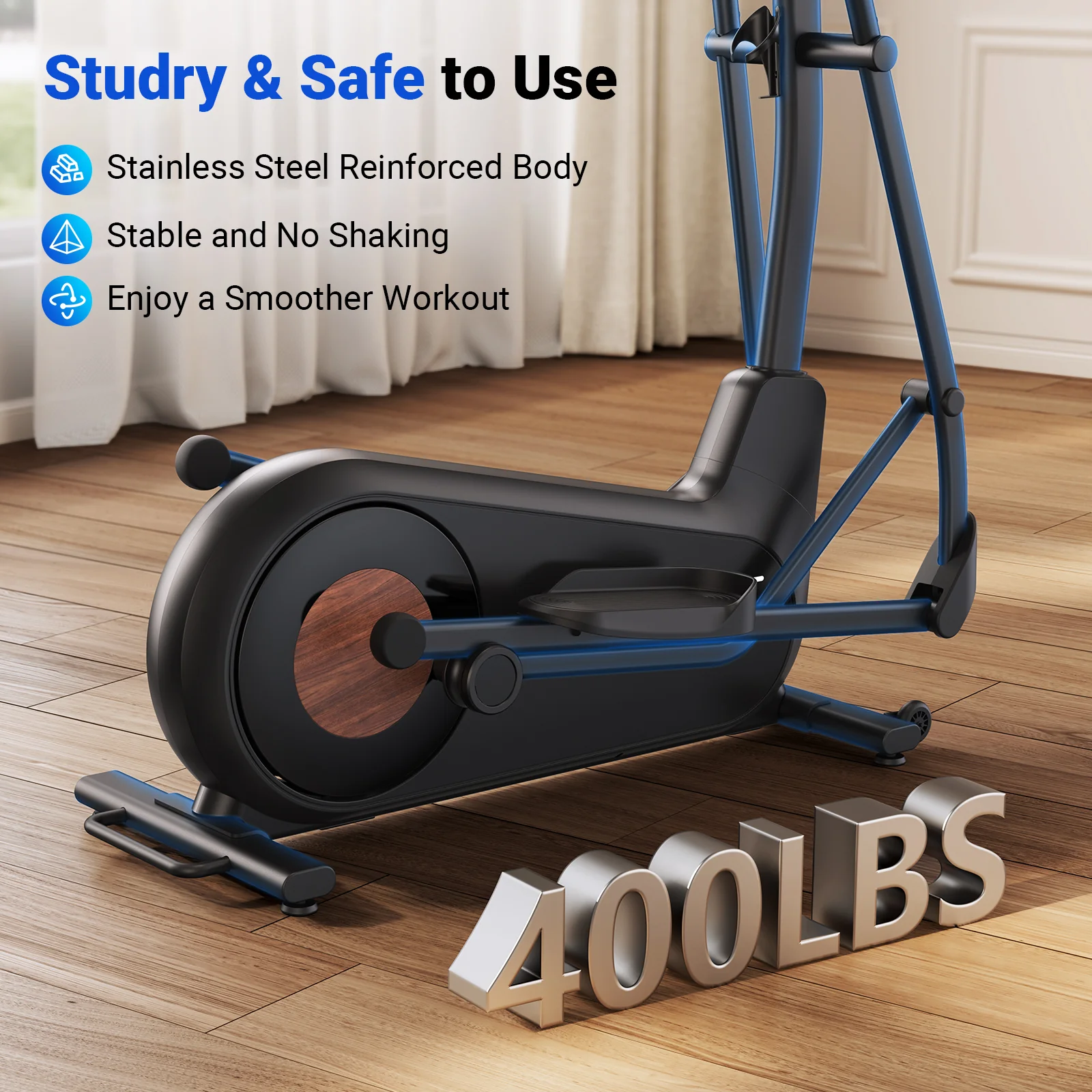 E27 Manual Resistance Elliptical Machine with 470mm Stride - Image 6