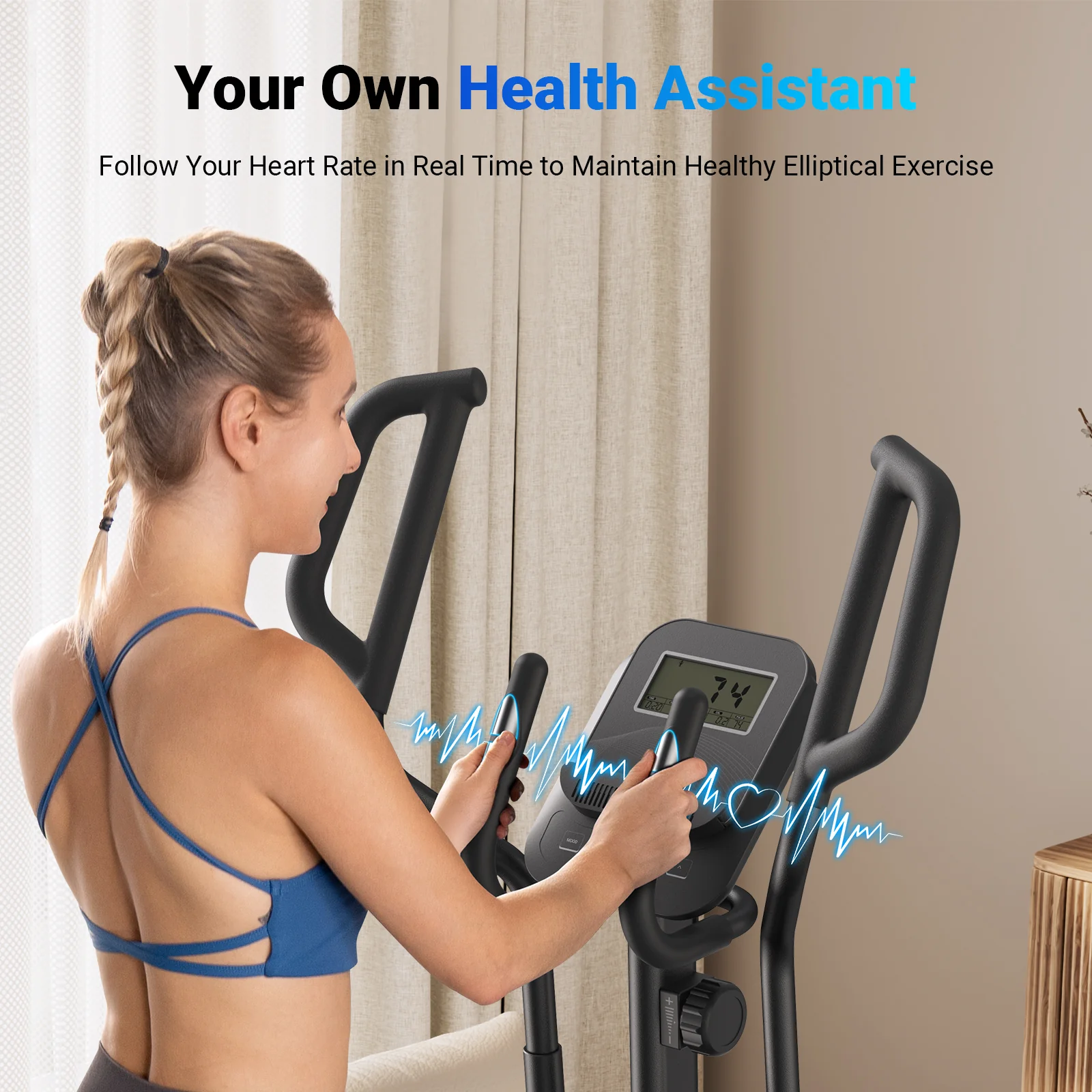 E27 Manual Resistance Elliptical Machine with 470mm Stride - Image 7