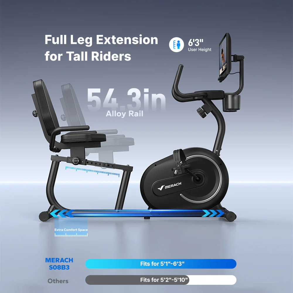 S08 Aura Recumbent Bike with 15.6'' HD Screen - Image 5