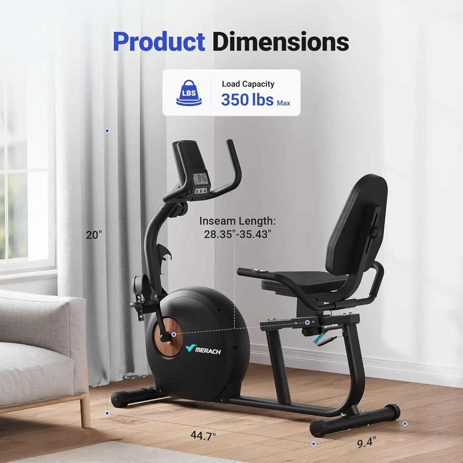 S23 Recumbent Bike With Resistance Bands - Image 7