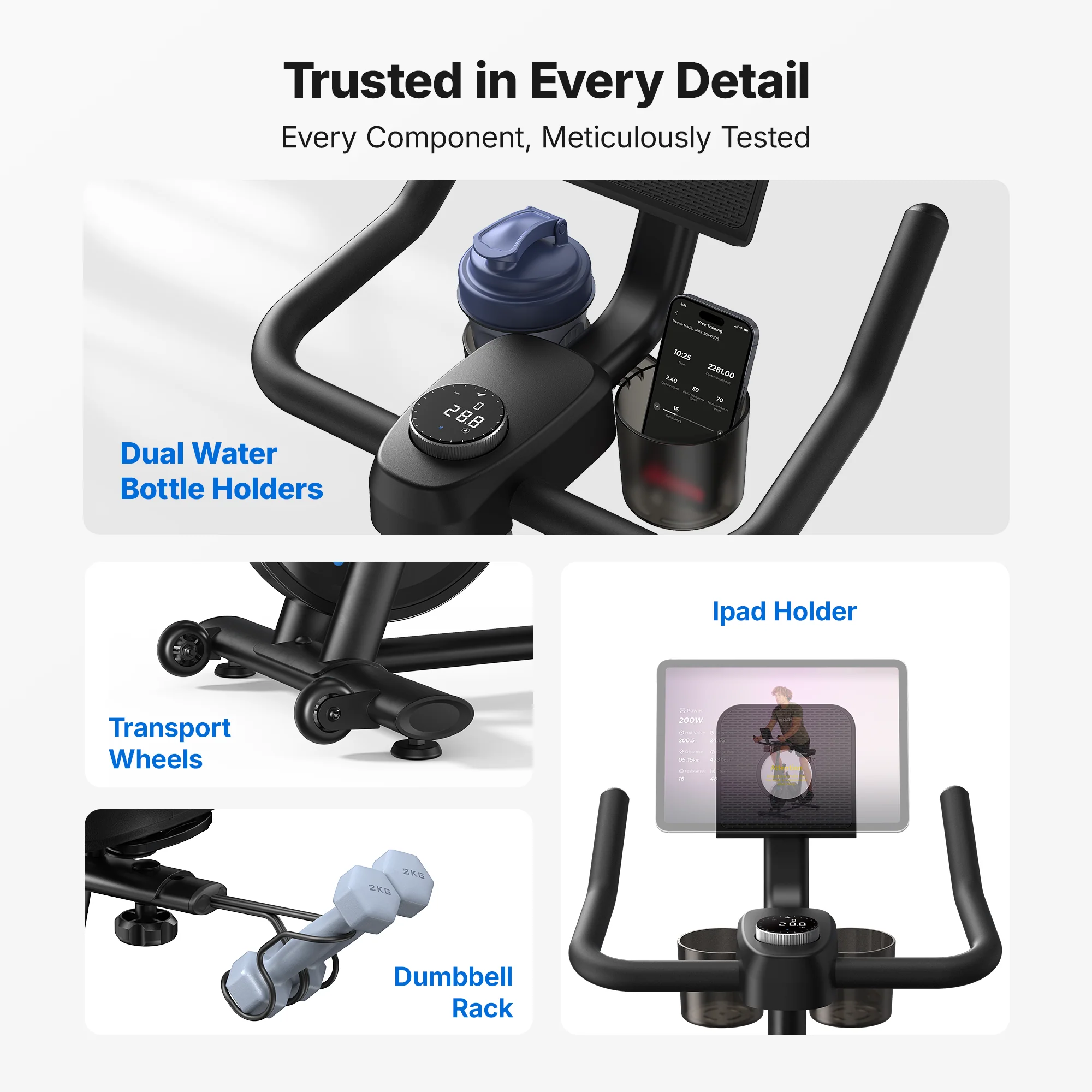 S26 Magnetic Exercise Bike with Dumbbell Rack - Image 5